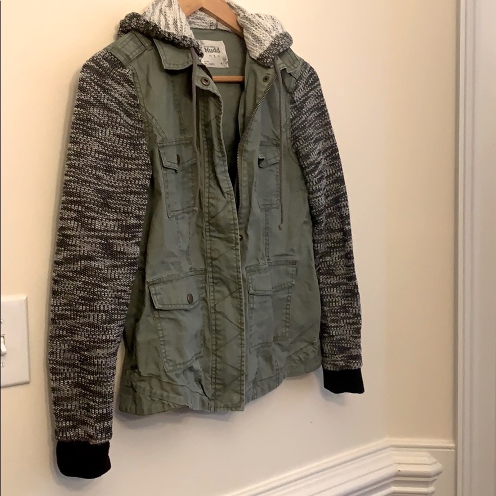Mudd canvas knit sleeved hooded jacket